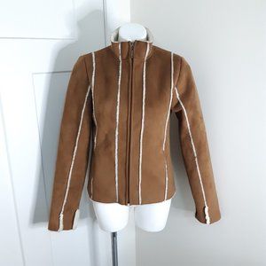 Relativity Size Small Brown Suede Jacket Fur Zip